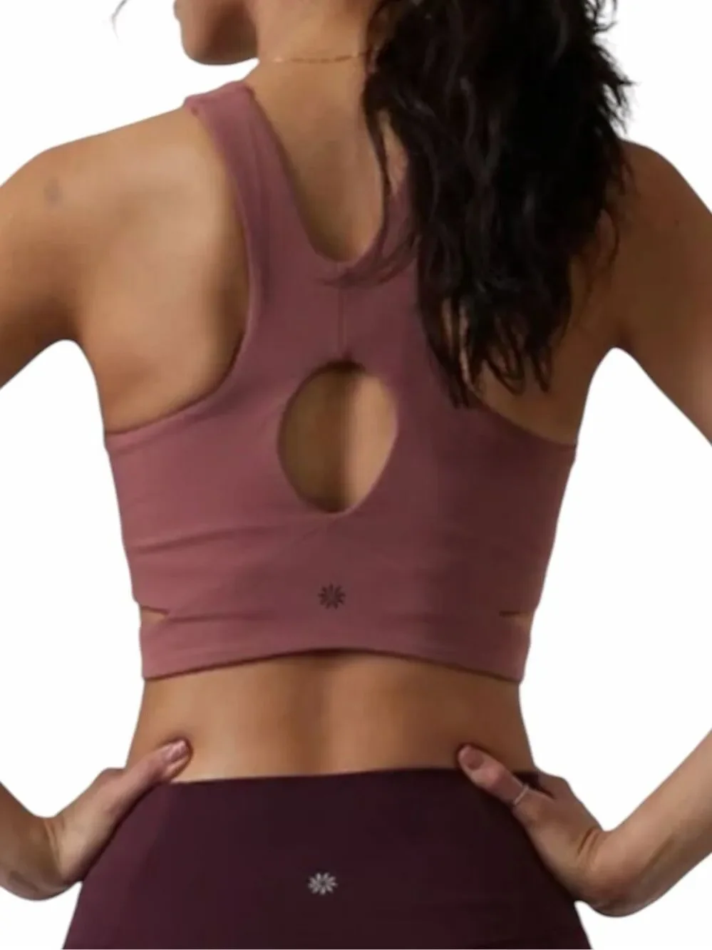 ATHLETA Conscious Cut Out Crop Sports Bra Mauve Size Medium #988051